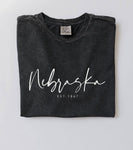 Nebraska Est. 1867 Mineral Washed Graphic Tee in Black