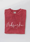 Nebraska Est. 1867 Mineral Washed Graphic Tee in Cardinal