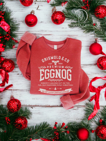 Griswold & Co Premium Eggnog Graphic Sweatshirt in Cranberry Heather