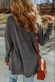 Pocketed Button Front Cardigan in Heather Grey