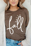 “Hello Fall” Graphic Tee on Heather Brown