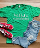 Merry Christmas Trees Graphic Tees in Green