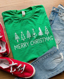 Merry Christmas Trees Graphic Tees in Green