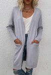 Open Front Side Pockets Cardigan in Grey