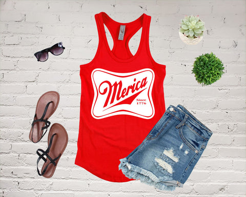 Red 'Merica Graphic Tank Top