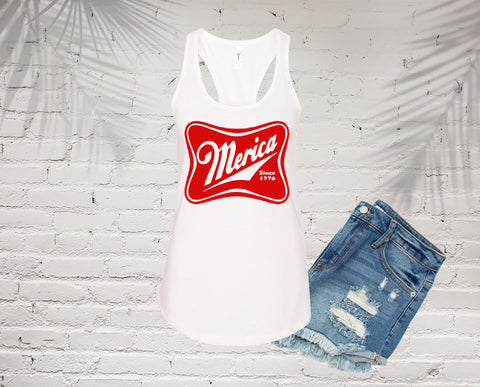 White 'Merica Graphic Tank Top