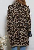 Notched Collar Leopard Sweater Cardigan