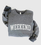 Weekend Crewneck Graphic Sweatshirt in Dark Grey