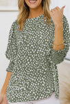 Green and White Tunic Blouse