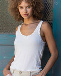 RIBBED METALLIC STUD TANK TOP IN Ivory