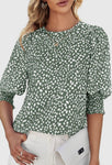 Green and White Tunic Blouse