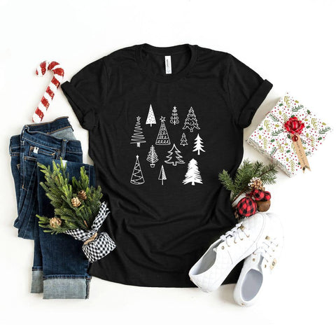 Christmas Tree Botanical Graphic Tee on Bella Canvas