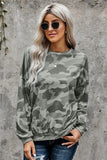 High-low Edge Camo Print Sweatshirt