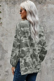 High-low Edge Camo Print Sweatshirt