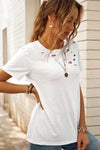 Chic Distressed Short Sleeve Top in White