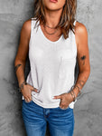 Waffle Texture Tank Top in White