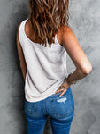 Waffle Texture Tank Top in White