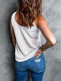 Waffle Texture Tank Top in White