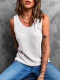 Waffle Texture Tank Top in White
