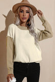 Long Sleeve Round Neck Sweater in Beige