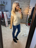 Long Sleeve Round Neck Sweater in Beige