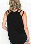 SHOULDER STRAP DETAIL TANK TOP IN BLACK