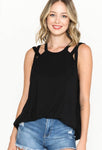 SHOULDER STRAP DETAIL TANK TOP IN BLACK