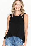 SHOULDER STRAP DETAIL TANK TOP IN BLACK