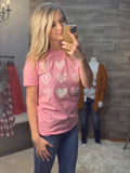 Pink-Hearts Valentines Graphic Tee