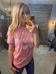 Pink-Hearts Valentines Graphic Tee