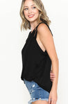 SHOULDER STRAP DETAIL TANK TOP IN BLACK