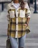 Fleece Plaid Shacket in Yellow