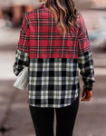 TWO TONE PLAID BUTTON DOWN SHIRT IN RED