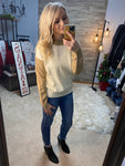 Long Sleeve Round Neck Sweater in Beige