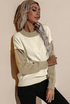 Long Sleeve Round Neck Sweater in Beige