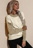 Long Sleeve Round Neck Sweater in Beige