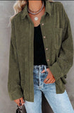 Corduroy Pocketed Shacket in Army Green