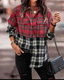 TWO TONE PLAID BUTTON DOWN SHIRT IN RED