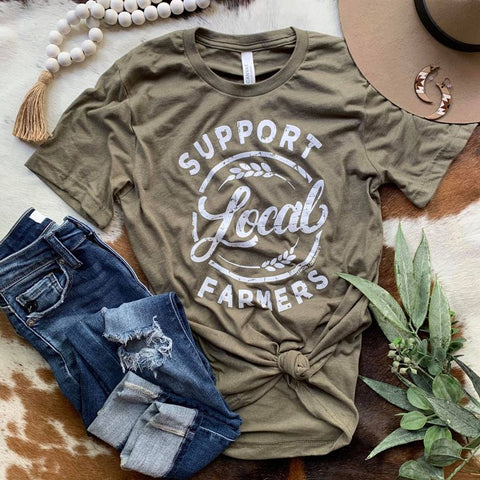 Support Local Farmers Olive Graphic Tee