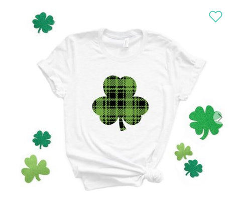 Buffalo Plaid Clover Short Sleeve Crew Neck Tee