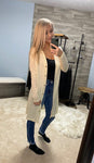 Open- Front Button Cardigan in Beige