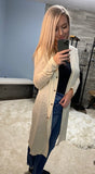 Open- Front Button Cardigan in Beige